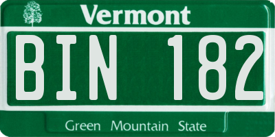 VT license plate BIN182
