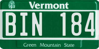 VT license plate BIN184