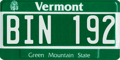 VT license plate BIN192