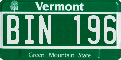 VT license plate BIN196