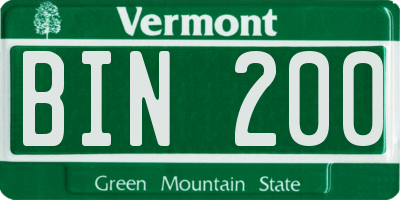 VT license plate BIN200