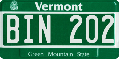 VT license plate BIN202