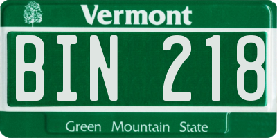 VT license plate BIN218