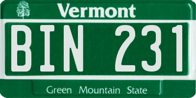 VT license plate BIN231