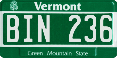 VT license plate BIN236