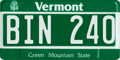 VT license plate BIN240
