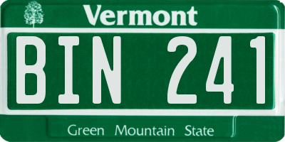 VT license plate BIN241