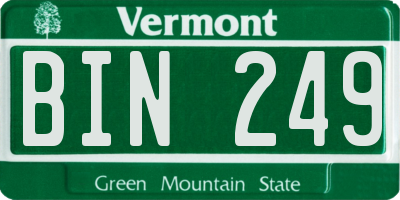VT license plate BIN249