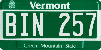 VT license plate BIN257