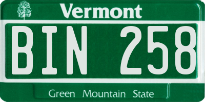 VT license plate BIN258