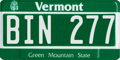 VT license plate BIN277