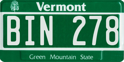 VT license plate BIN278