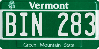 VT license plate BIN283