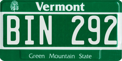 VT license plate BIN292