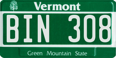 VT license plate BIN308