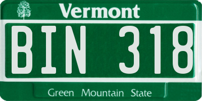 VT license plate BIN318