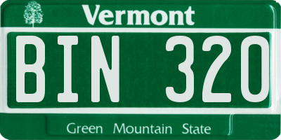 VT license plate BIN320