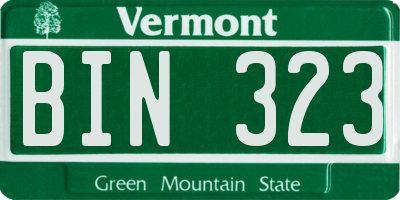 VT license plate BIN323