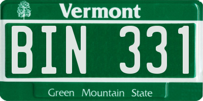 VT license plate BIN331