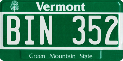 VT license plate BIN352