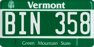 VT license plate BIN358