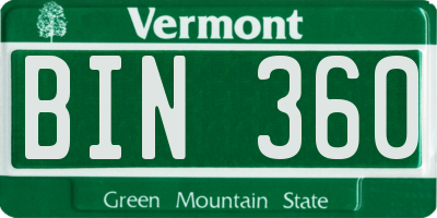 VT license plate BIN360