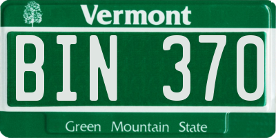VT license plate BIN370