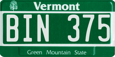 VT license plate BIN375