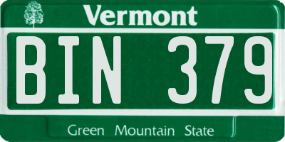 VT license plate BIN379