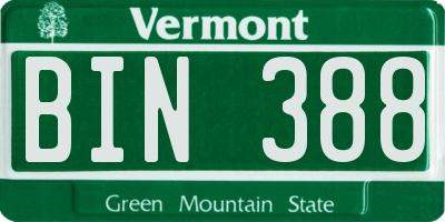 VT license plate BIN388