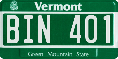 VT license plate BIN401