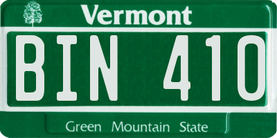 VT license plate BIN410