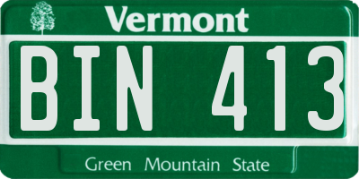 VT license plate BIN413