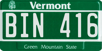 VT license plate BIN416