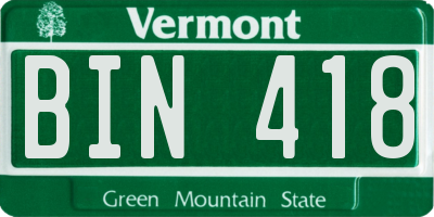 VT license plate BIN418