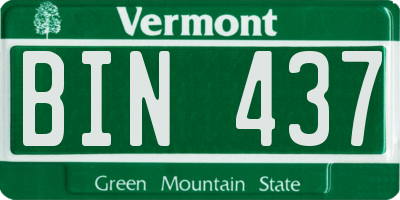 VT license plate BIN437