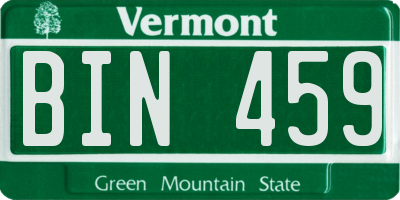 VT license plate BIN459