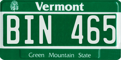 VT license plate BIN465