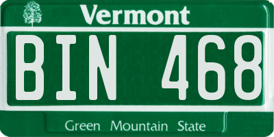 VT license plate BIN468