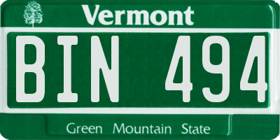 VT license plate BIN494