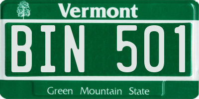VT license plate BIN501