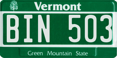 VT license plate BIN503