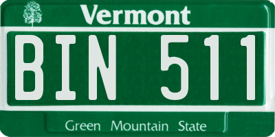 VT license plate BIN511