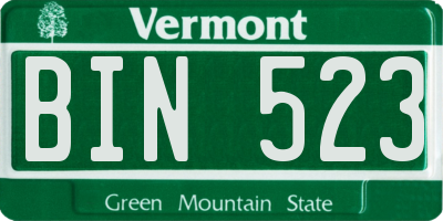 VT license plate BIN523