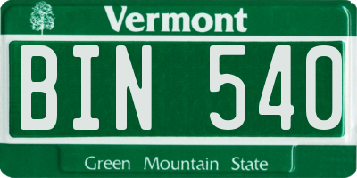 VT license plate BIN540