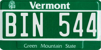 VT license plate BIN544