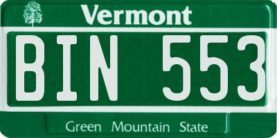 VT license plate BIN553