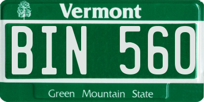 VT license plate BIN560