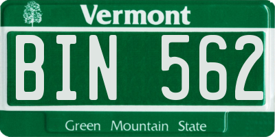 VT license plate BIN562