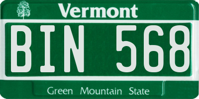 VT license plate BIN568